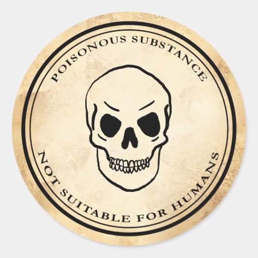 ハロウィーンヴィンテージ錬金能毒スカルラベル ラウンドシール (正面)