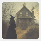 ハロウィーンヴィンテージ魔女 スクエアシール (正面)