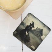 ハロウィーンヴィンテージ魔女 スクエアペーパーコースター