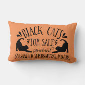 ハロウィーンヴィンテージ黒猫 |オレンジ ランバークッション (裏面)