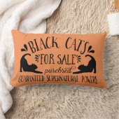 ハロウィーンヴィンテージ黒猫 |オレンジ ランバークッション (ブランケット)