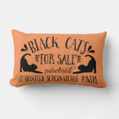 ハロウィーンヴィンテージ黒猫 |オレンジ ランバークッション (正面)