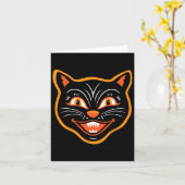 ハロウィーンヴィンテージ黒猫 カード (黄色い花)