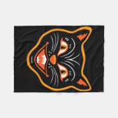 ハロウィーンヴィンテージ黒猫 フリースブランケット (正面(横))