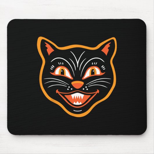 ハロウィーンヴィンテージ黒猫 マウスパッド (正面)