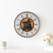 ハロウィーンヴィンテージ黒猫 ラージ壁時計 (ホーム)