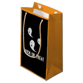 ハロウィーン不気味かわいいトリックまたはトリート幽霊たち スモールペーパーバッグ (正面アングル)