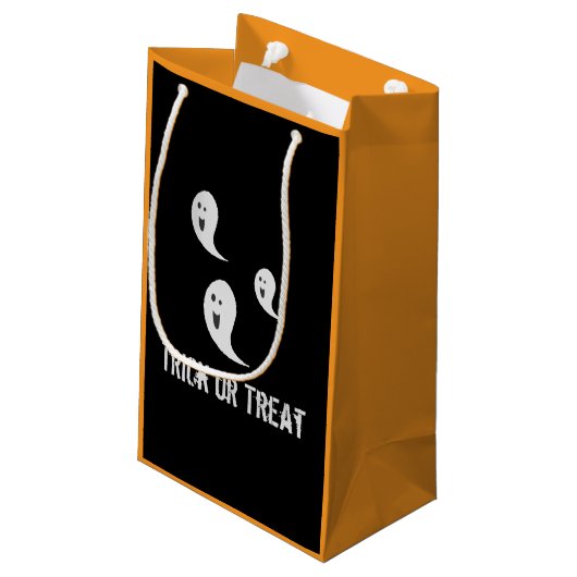 ハロウィーン不気味かわいいトリックまたはトリート幽霊たち スモールペーパーバッグ (裏面アングル)