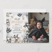 ハロウィーン不気味かわいい幽霊パーティー写真を撮ろう 招待状 (正面)