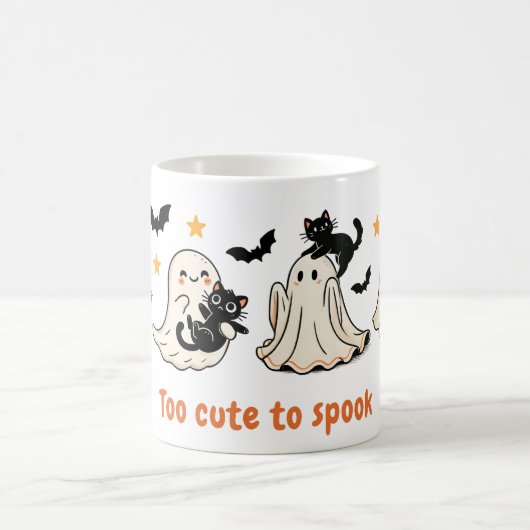 ハロウィーン不気味かわいい幽霊猫 – 秋プレゼント コーヒーマグカップ (中央)