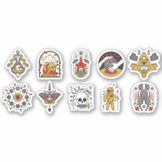 ハロウィーン不気味なホリデーエレメンツのセット シール (正面)