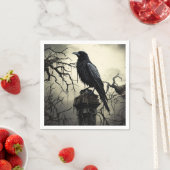 ハロウィーン不気味なレイヴン墓地ゴシック スタンダードカクテルナプキン (インサイチュ)