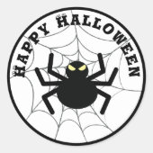 ハロウィーン不気味な怖い黒いイッツィビッツィスパイダーウェブ ラウンドシール (正面)