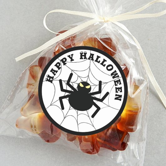 ハロウィーン不気味な怖い黒いイッツィビッツィスパイダーウェブ ラウンドシール