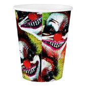 ハロウィーン不気味な邪悪なホラーピエロコラージュ 紙コップ (裏面)
