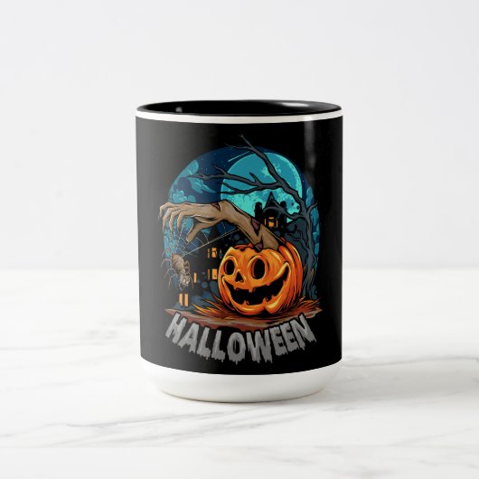 ハロウィーン不気味カボチャ ツートーンマグカップ (中央)