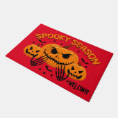 ハロウィーン不気味カボチャ ドアマット (アングル)