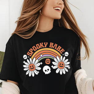 ハロウィーン不気味バベカボチャスカル花 トライブレンドTシャツ
