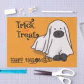 ハロウィーン不気味可愛いお洒落幽霊ドッグオレンジ 薄葉紙 (クラフト)