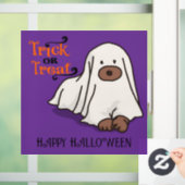 ハロウィーン不気味可愛いお洒落幽霊ドッグパープル ウィンドウサイン (ホーム)