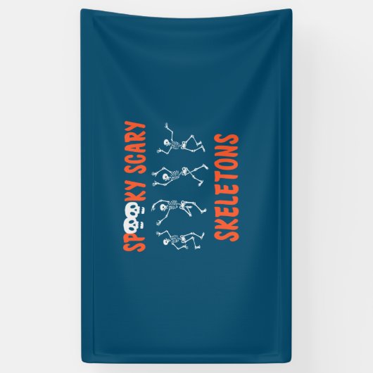 ハロウィーン不気味怖いスケルトンのダンス誕生日 横断幕 (縦)