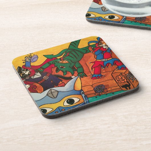 ハロウィーン中世のナイトの仮装猫 コースター (左側)