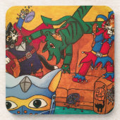 ハロウィーン中世のナイトの仮装猫 コースター (正面)