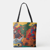 ハロウィーン中世のナイトの仮装猫 トートバッグ (裏面)