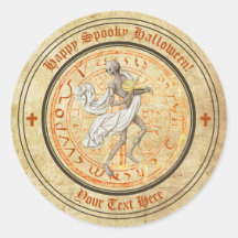 ハロウィーン中世のミュージシングスケルトンのシール