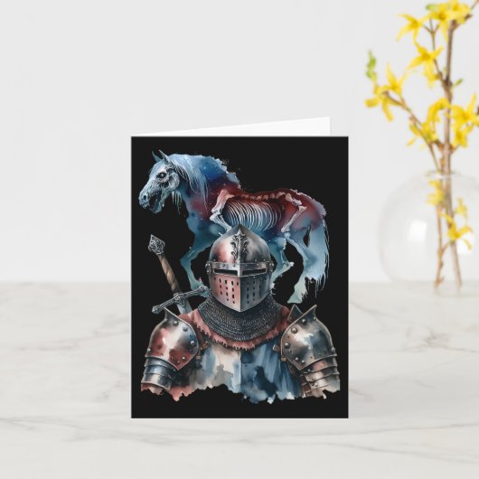 ハロウィーン中世の騎士の騎士の騎士の鎧ホール カード (黄色い花)