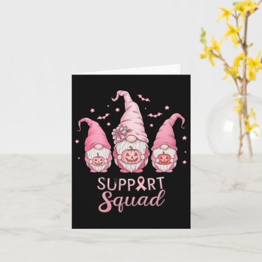 ハロウィーン乳がん認識度ピンクグノミーズサップ カード (黄色い花)