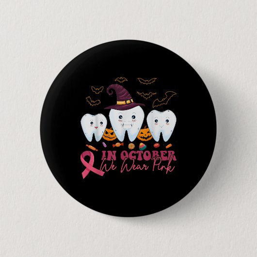 ハロウィーン乳がん認識度_1 缶バッジ (正面)