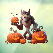 ハロウィーン人狼とカボチャ ウィンドウサイン (シート3)