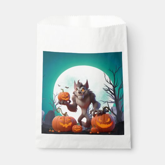 ハロウィーン人狼とカボチャ フェイバーバッグ (正面)