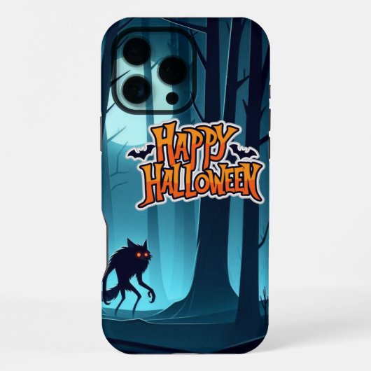ハロウィーン人狼とカボチャ iPhoneケース (裏面)