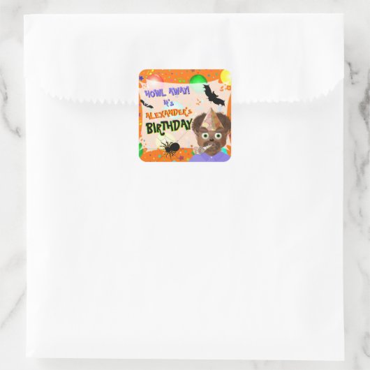 ハロウィーン人狼モンスターバースデーパーティー スクエアシール (バッグ)