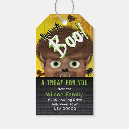 ハロウィーン人狼モンスターブーのアドレスを覗く ギフトタグ (正面)