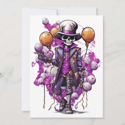 ハロウィーン仮装不気味コスチュームの卵形 招待状 (正面)