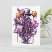 ハロウィーン仮装不気味コスチュームの卵形 招待状 (スタンド正面)