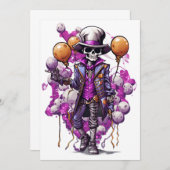 ハロウィーン仮装不気味コスチュームの卵形 招待状 (正面/裏面)