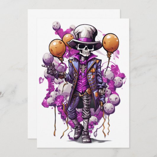 ハロウィーン仮装不気味コスチュームの卵形 招待状 (正面/裏面)