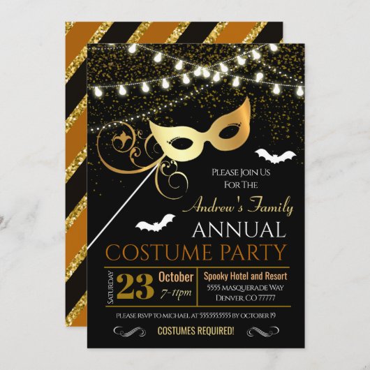 ハロウィーン仮装服パーティの招待状 招待状 (正面/裏面)