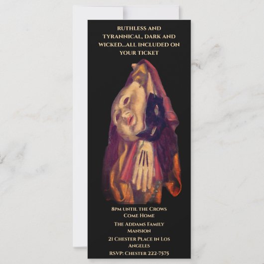 ハロウィーン仮面パーティー大人ブラック 招待状 (裏面)