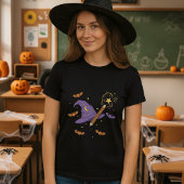ハロウィーン先生へのギフト 魔法使いの帽子と杖 Tシャツ