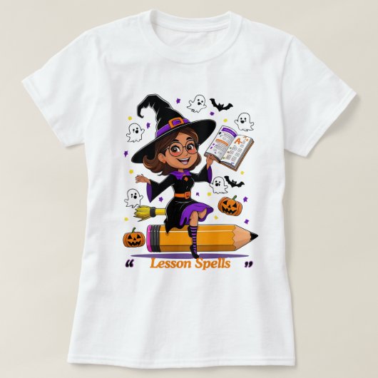 ハロウィーン先生デザイン - 教えることは大騒ぎ Tシャツ (デザイン正面)