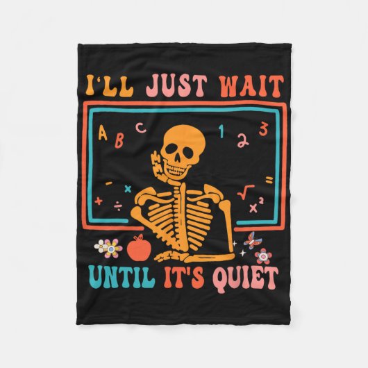 ハロウィーン先生静かになるまで待つ フリースブランケット (正面)