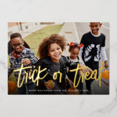 ハロウィーン写真のトリックまたはトリートメント 箔シーズンカード (正面)