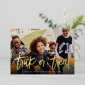 ハロウィーン写真のトリックまたはトリートメント 箔シーズンカード (立ち正面)