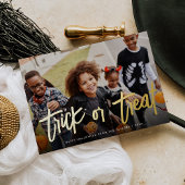 ハロウィーン写真のトリックまたはトリートメント 箔シーズンカード