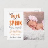 ハロウィーン写真の赤ちゃん女の子をスプックするには可愛すぎる 案内ポストカード (正面/裏面)